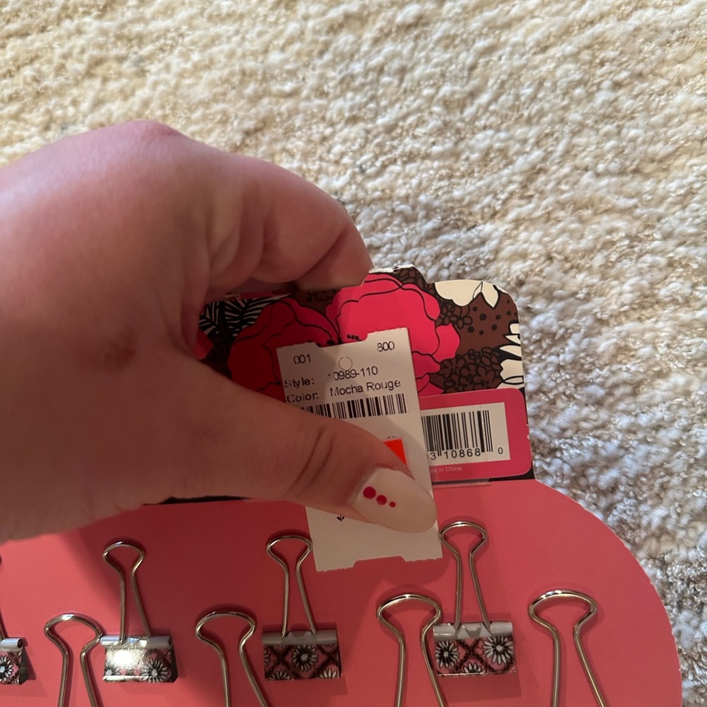 Vera Bradley Mocha Rouge Binder Clips - Picture 3 of 4